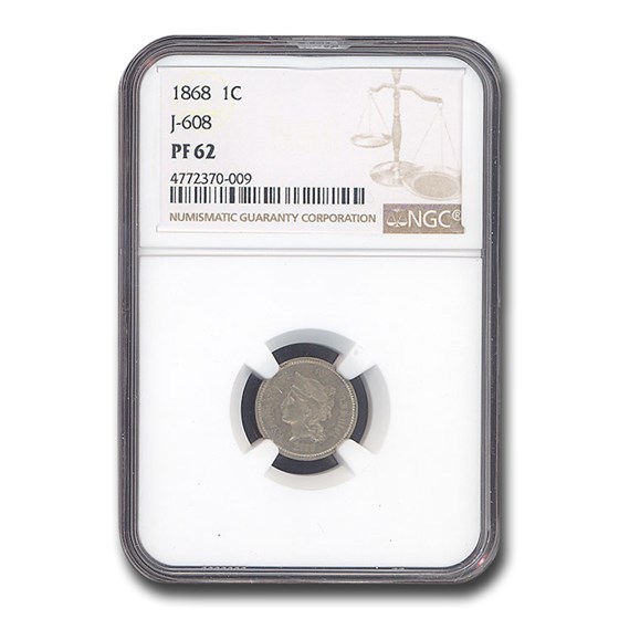 1868 Pattern Cent PF-62 NGC (J-608) 1868 Pattern Cent PF-62 NGC (J-608)